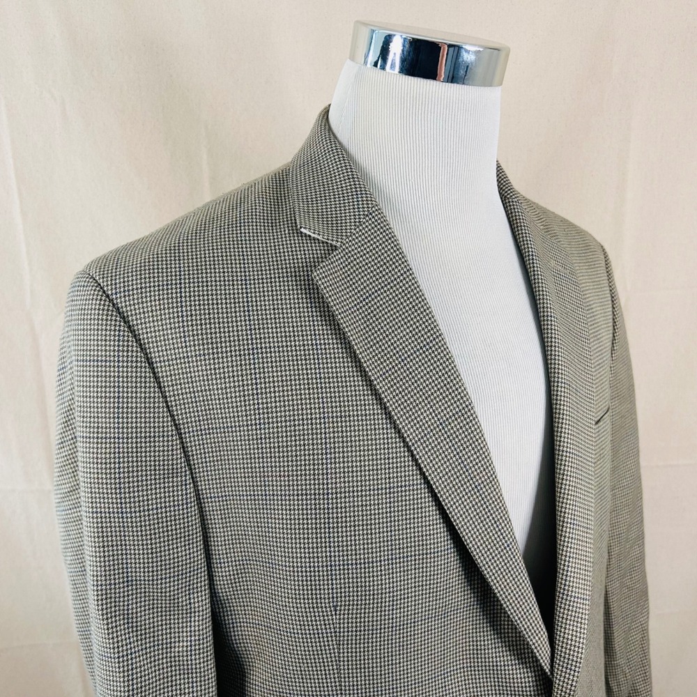 Michael Kors 44S Sport Coat Beige Houndstooth Two Button Two Vented Poly Rayon
